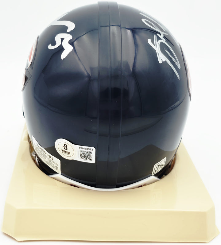 Brian Urlacher & Dan Hampton Signed Bears Blue Mini Helmet Beckett Witness