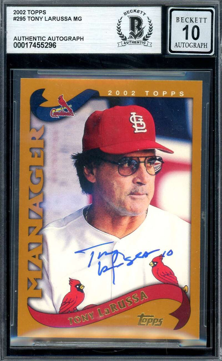 Tony LaRussa Gem Mint 10 Beckett BAS Signed 2005 Topps Autograph