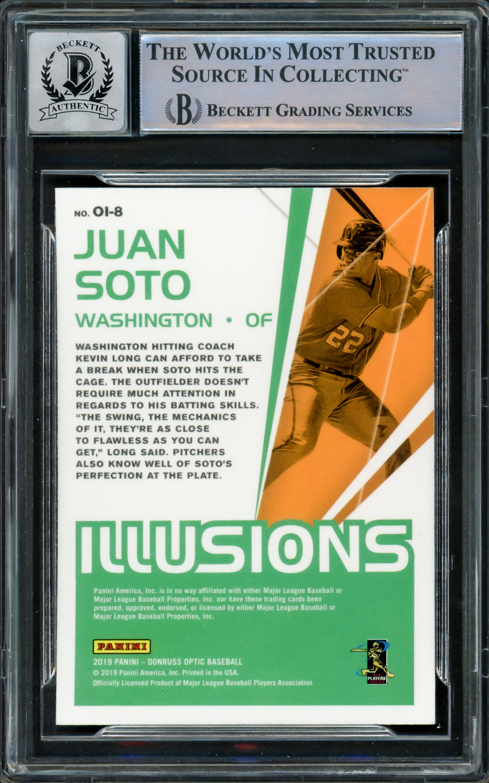 Juan Soto Autographed 2019 Donruss Optic Illusions Card Gem 10 Auto Beckett