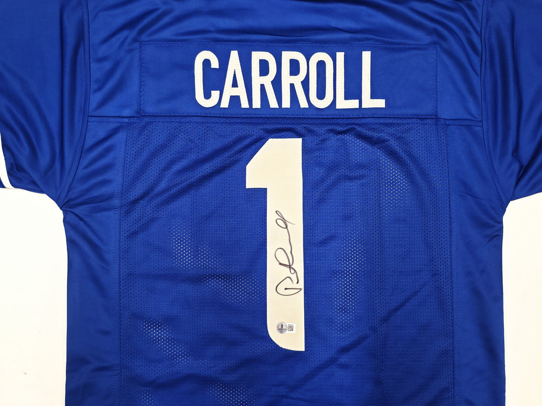 Seattle Seahawks Pete Carroll Signed Blue Jersey Beckett