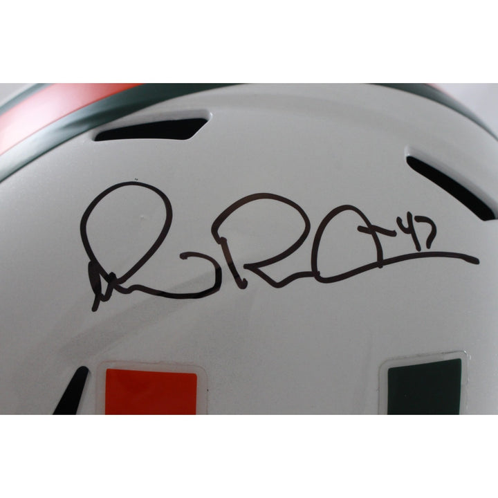 Michael Irvin Autographed Miami Hurricanes F/S Helmet Beckett Witness 56366