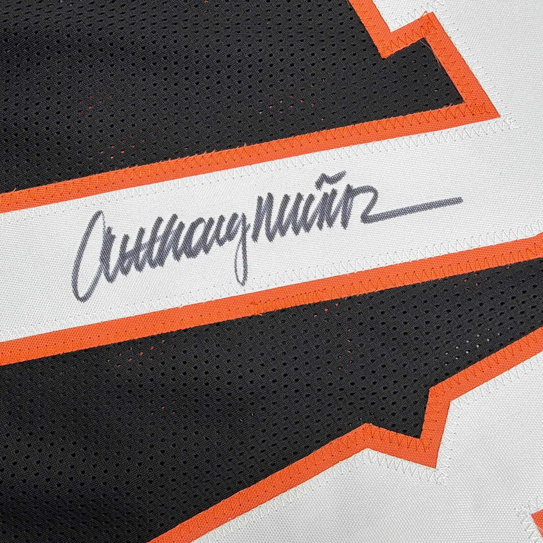 Autographed/Signed Anthony Munoz HOF 98 Cincinnati Black Jersey JSA COA