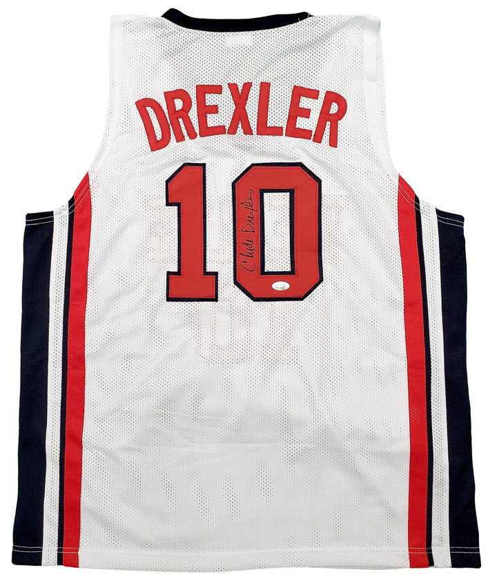 Team USA Clyde Drexler Autographed Signed White Jersey JSA