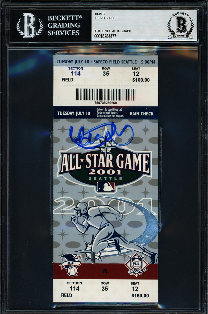 Ichiro Suzuki Signed 2001 All Star Game Ticket Mariners Beckett #18284477