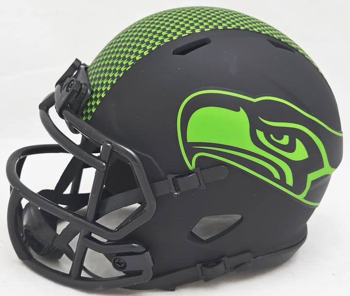 Chris Carson Signed Seahawks Eclipse Black Speed Mini Helmet Fanatics Holo