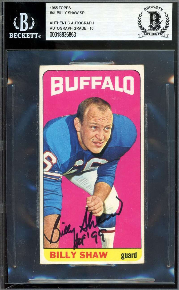 Billy Shaw Gem Mint 10 Beckett BAS Signed 1965 Topps SP Autograph