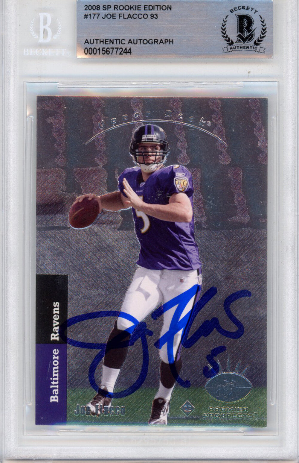 Joe Flacco Autographed  2008 SP #177 Beckett Slabbed 39909