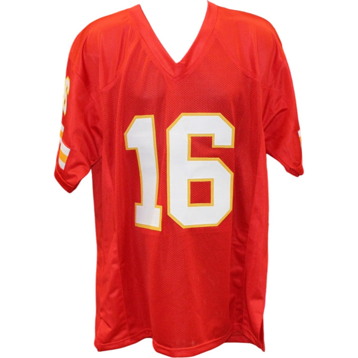Len Dawson Autographed/Signed Pro Style Size XL Red Jersey Beckett 57032
