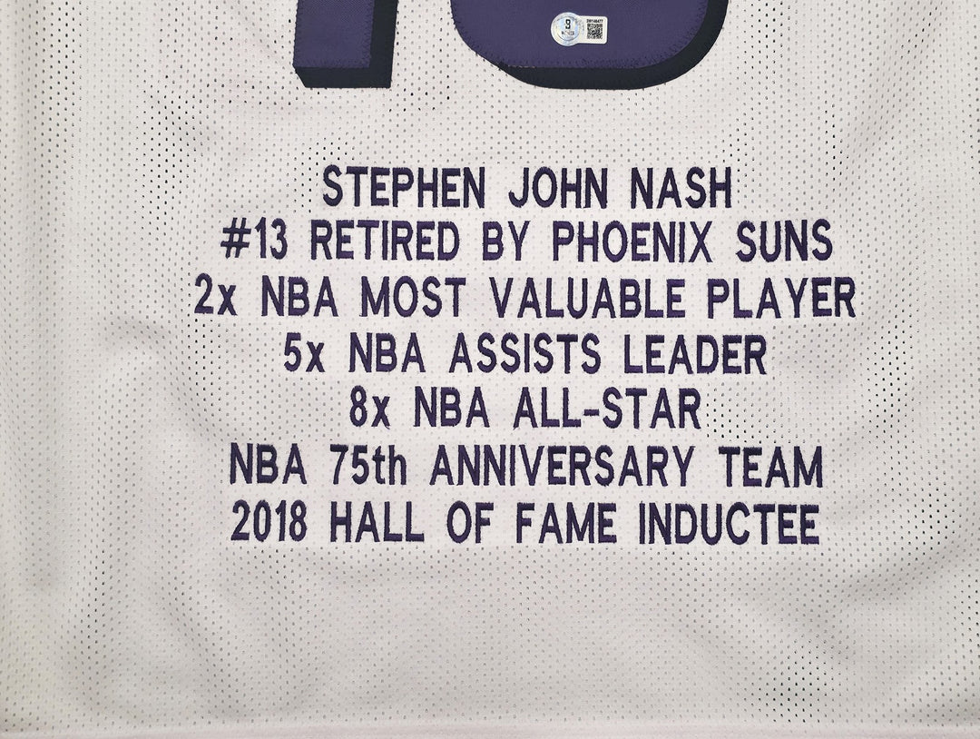 Phoenix Suns Steve Nash Autographed Signed White Stat Jersey Beckett Wit