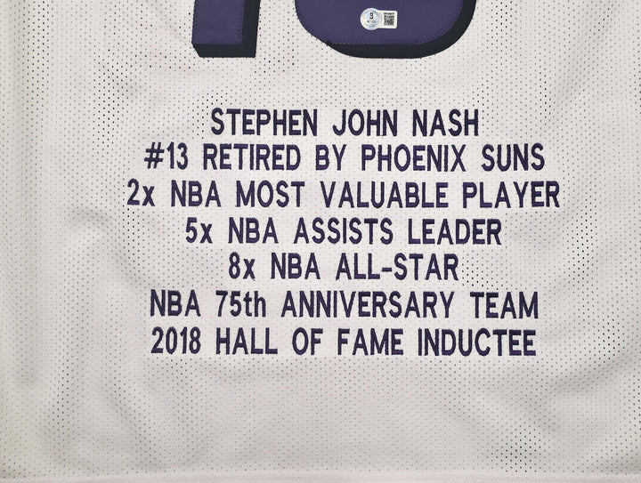 Phoenix Suns Steve Nash Autographed Signed White Stat Jersey Beckett Wit