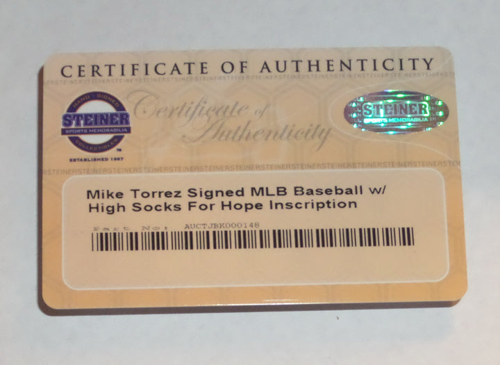 MIKE TORREZ SIGNED HIGH SOCKS FOR HOPE NY YANKEES DAVID ROBERTSON FNDTN BASEBALL