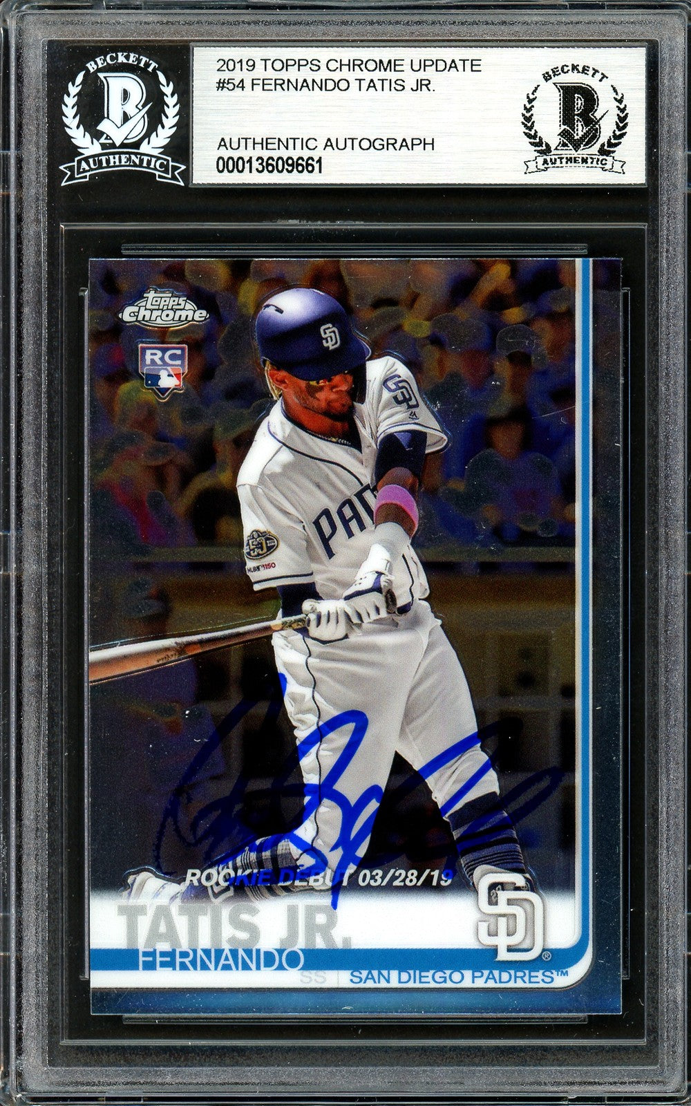 Fernando Tatis Jr. Auto 2019 Topps Chrome Update RC 54 Padres Beckett #13609661