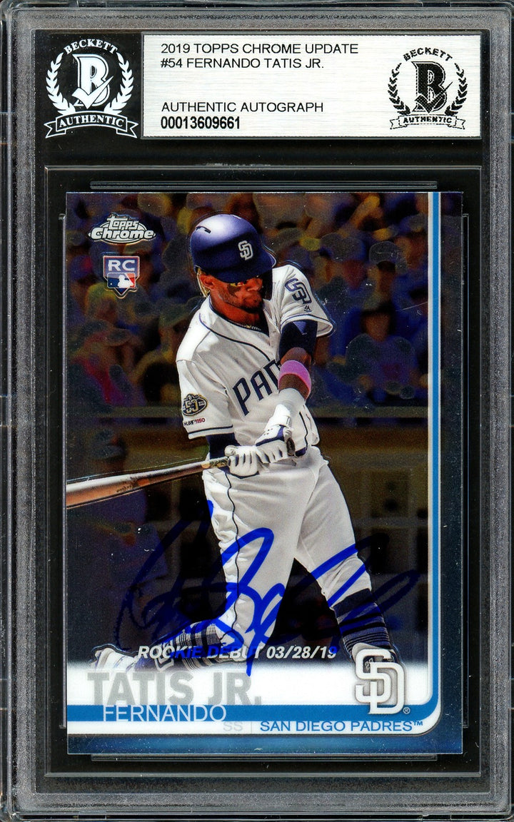 Fernando Tatis Jr. Auto 2019 Topps Chrome Update RC 54 Padres Beckett #13609661