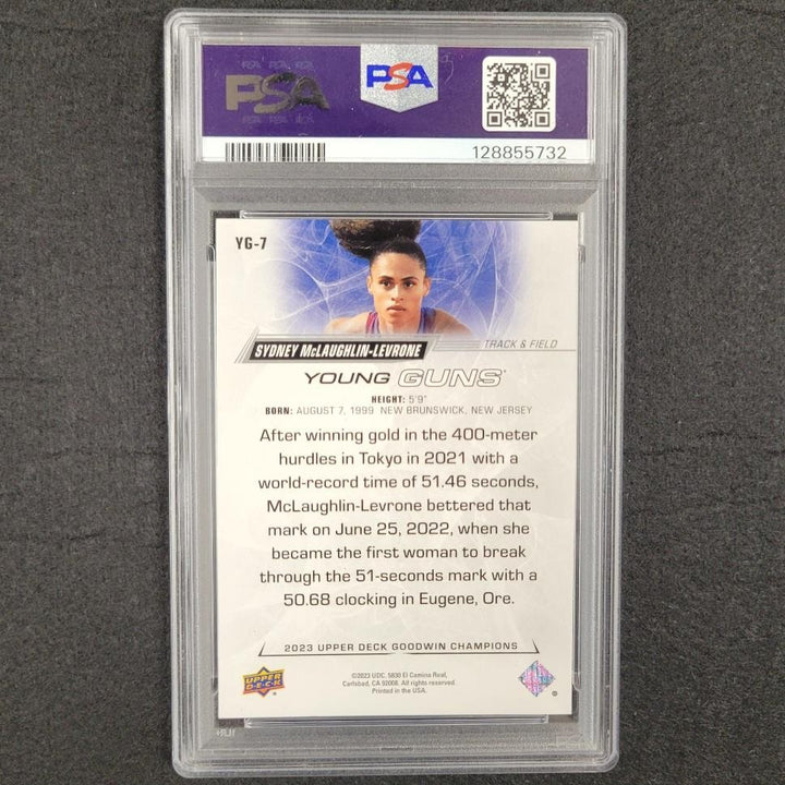 Sydney McLaughlin signed 2023 UD Young Guns Rookie RC card PSA 9 Auto 10