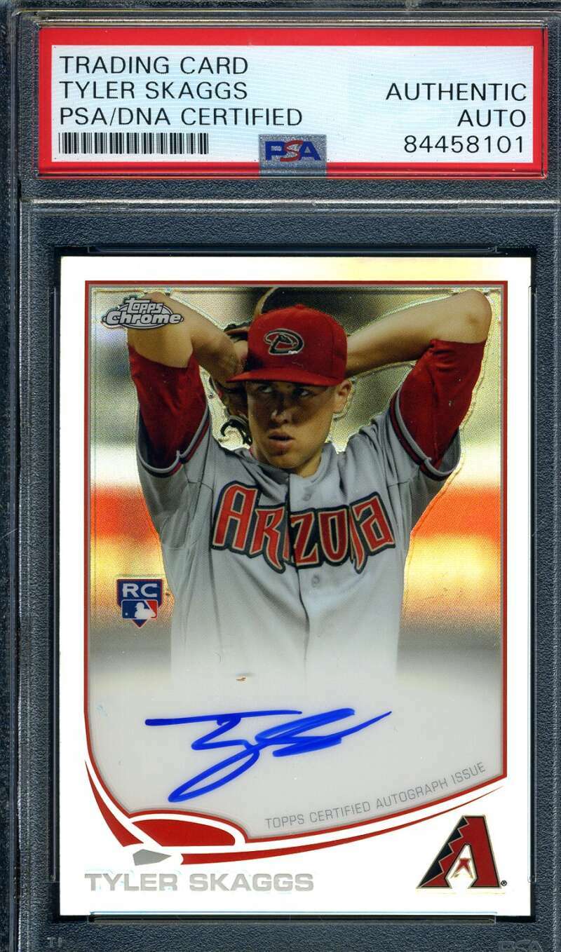 Tyler Skaggs PSA DNA Coa Signed 2013 Topps Chrome Refractor Rookie Autograph