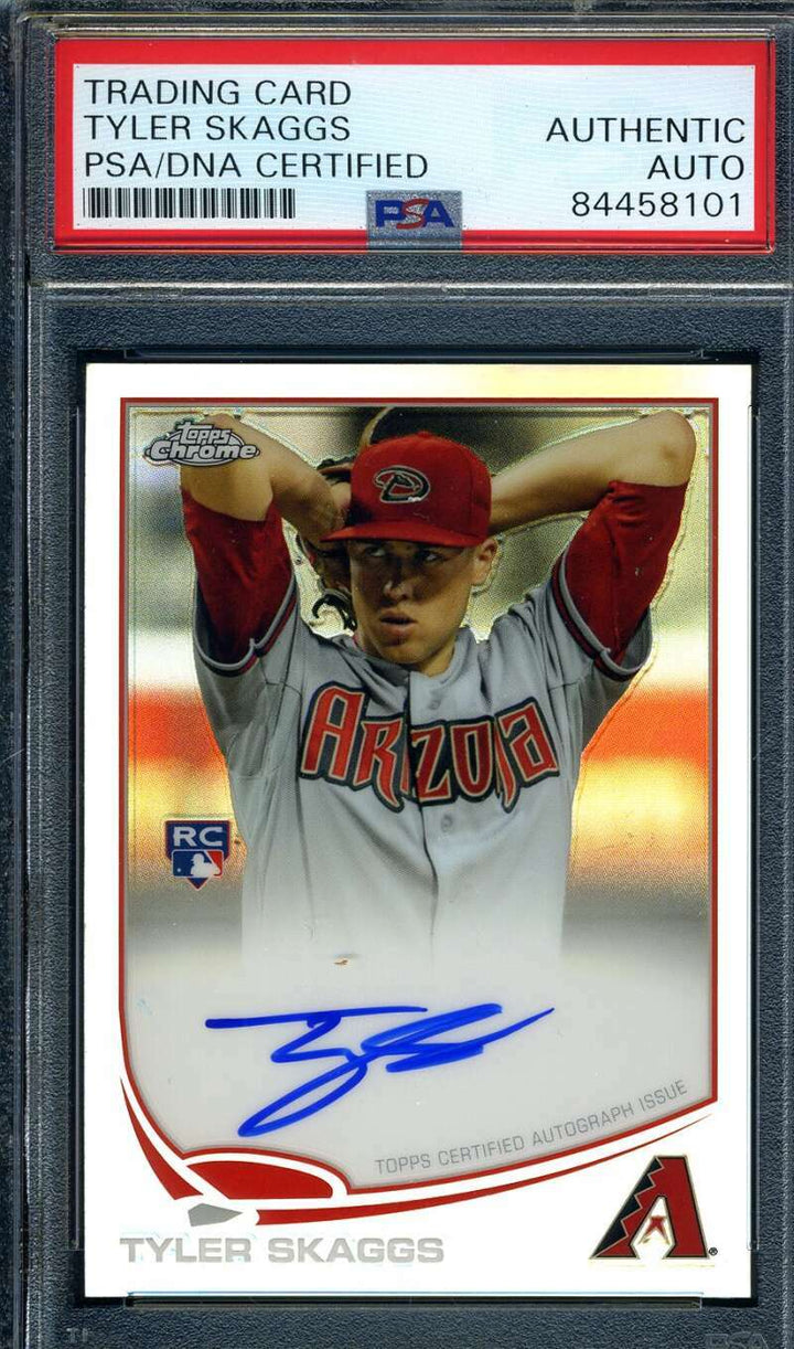 Tyler Skaggs PSA DNA Coa Signed 2013 Topps Chrome Refractor Rookie Autograph