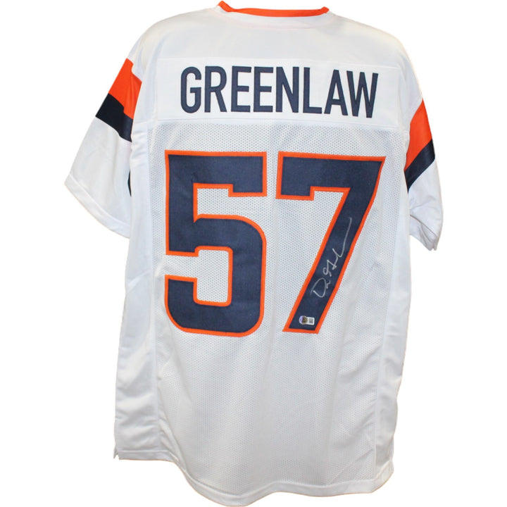 Dre Greenlaw Autographed Pro Style Size XL White Jersey Beckett Witness 54671