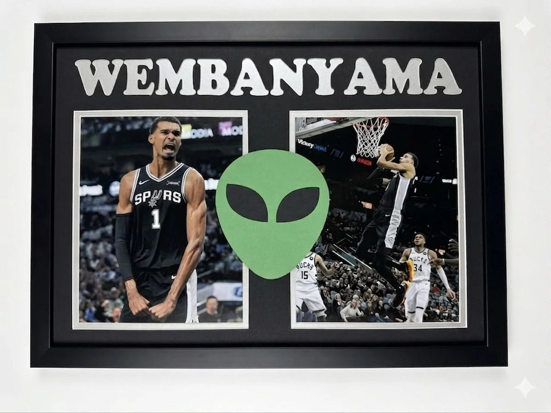 Victor Wembanyama Custom Framed "The Alien" Display Piece San Antonio Spurs