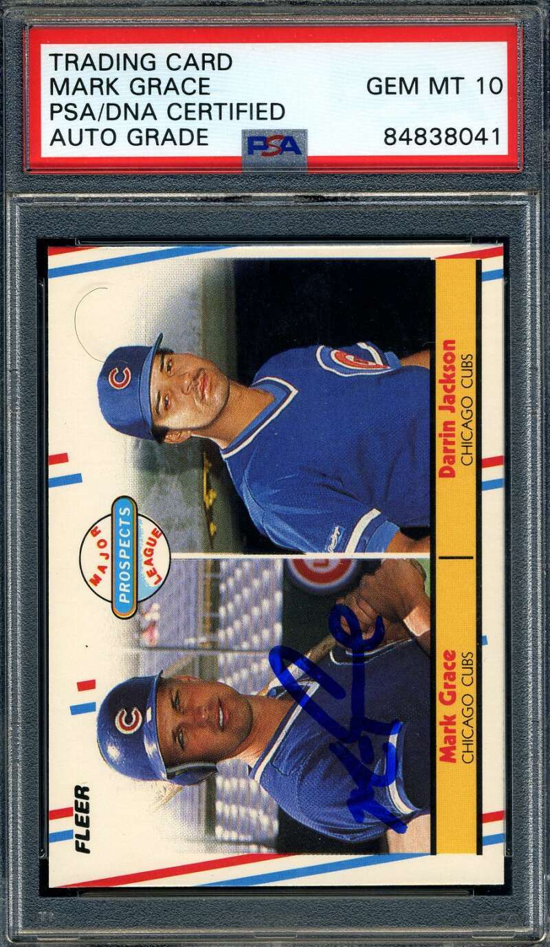 Mark Grace Gem Mint 10 PSA DNA Signed 1988 Fleer Prospects Rookie Autograph