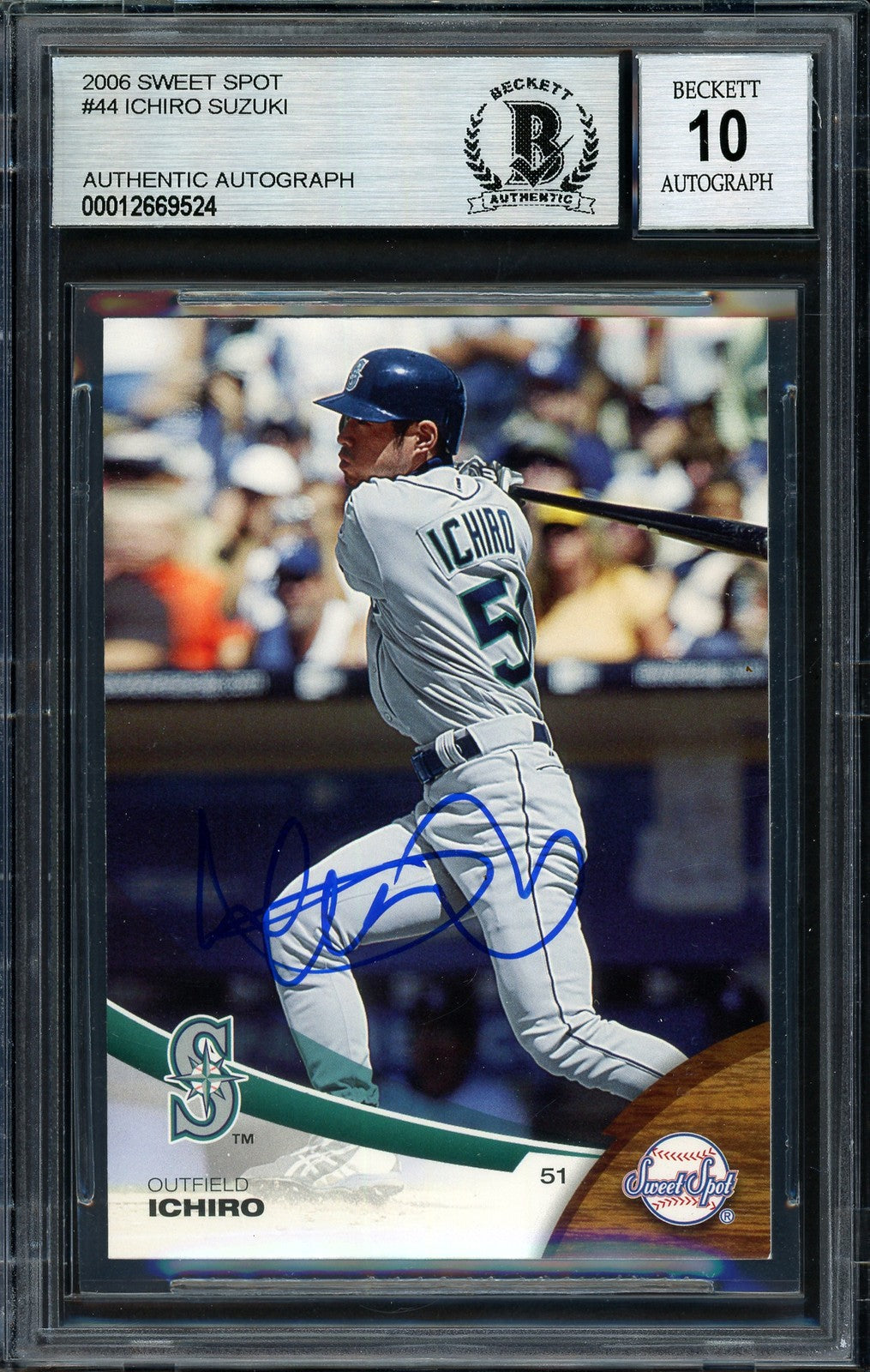 Ichiro Suzuki Signed 2006 Upper Deck Sweet Spot Card 44 Mariners Auto 10 Beckett