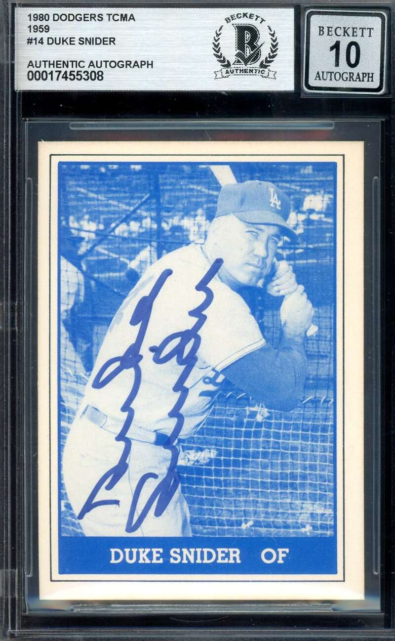 Duke Snider Gem Mint 10 Beckett BAS Signed 1980 TCMA 1953 Dodgers Autograph