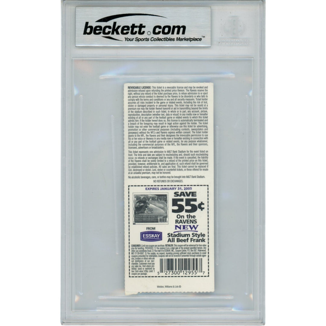Ray Lewis Autographed Baltimore Ravens 10/24/04 Ticket Stub Beckett 47573