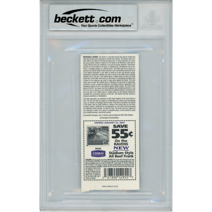 Ray Lewis Autographed Baltimore Ravens 10/24/04 Ticket Stub Beckett 47573