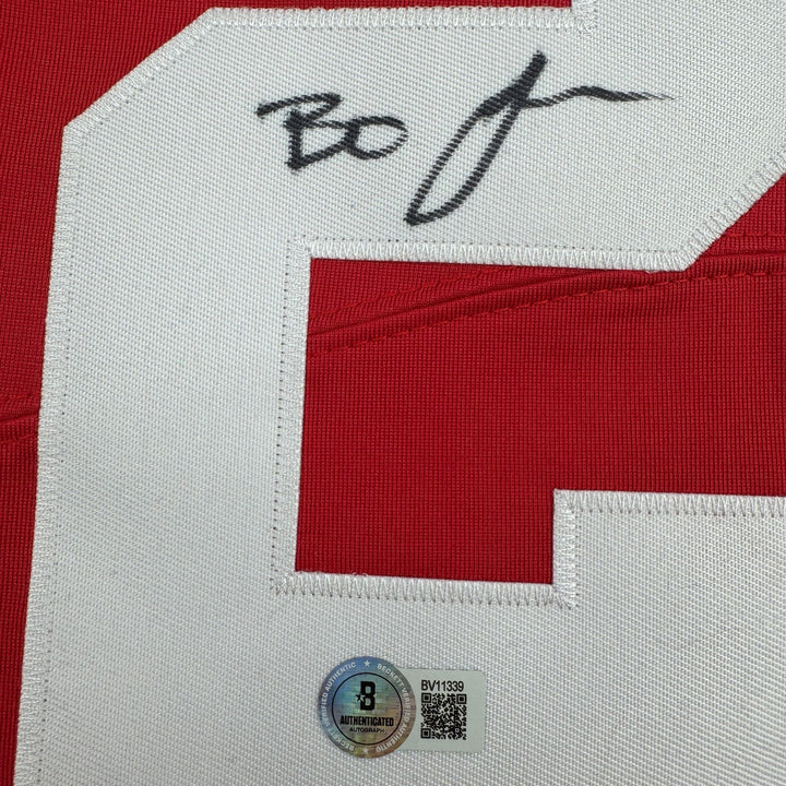 Autographed/Signed Lamar Bo Jackson Ohio State Red College Jersey BAS COA