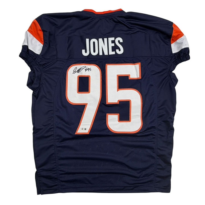 Autographed/Signed Sai'vion Jones Denver Blue Pro Cut Jersey Beckett BAS COA