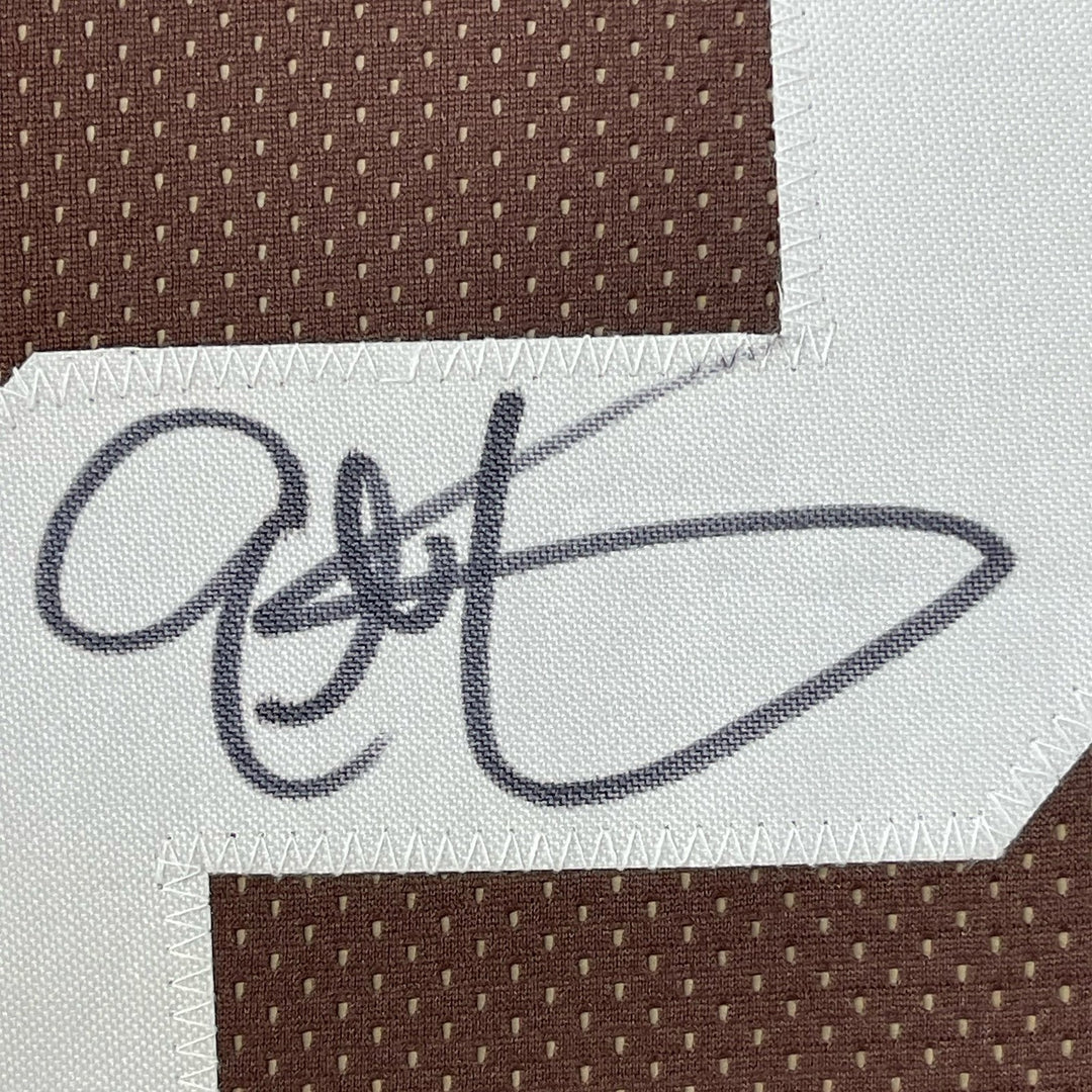 Framed Autographed/Signed Eric Metcalf 35x39 Cleveland Brown Jersey JSA COA