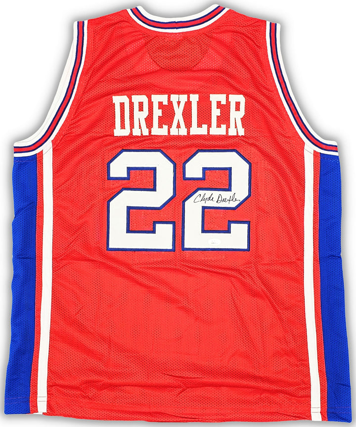 Houston Cougars Clyde Drexler Autographed Signed Red Jersey JSA