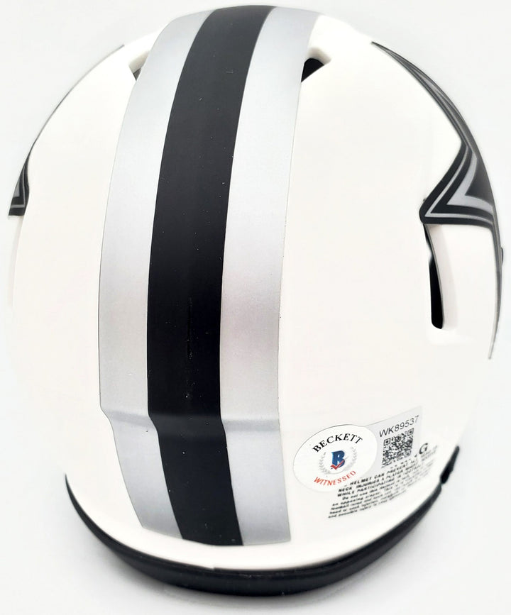 Herschel Walker Signed Cowboys Lunar Eclipse White Speed Mini Helmet Beckett