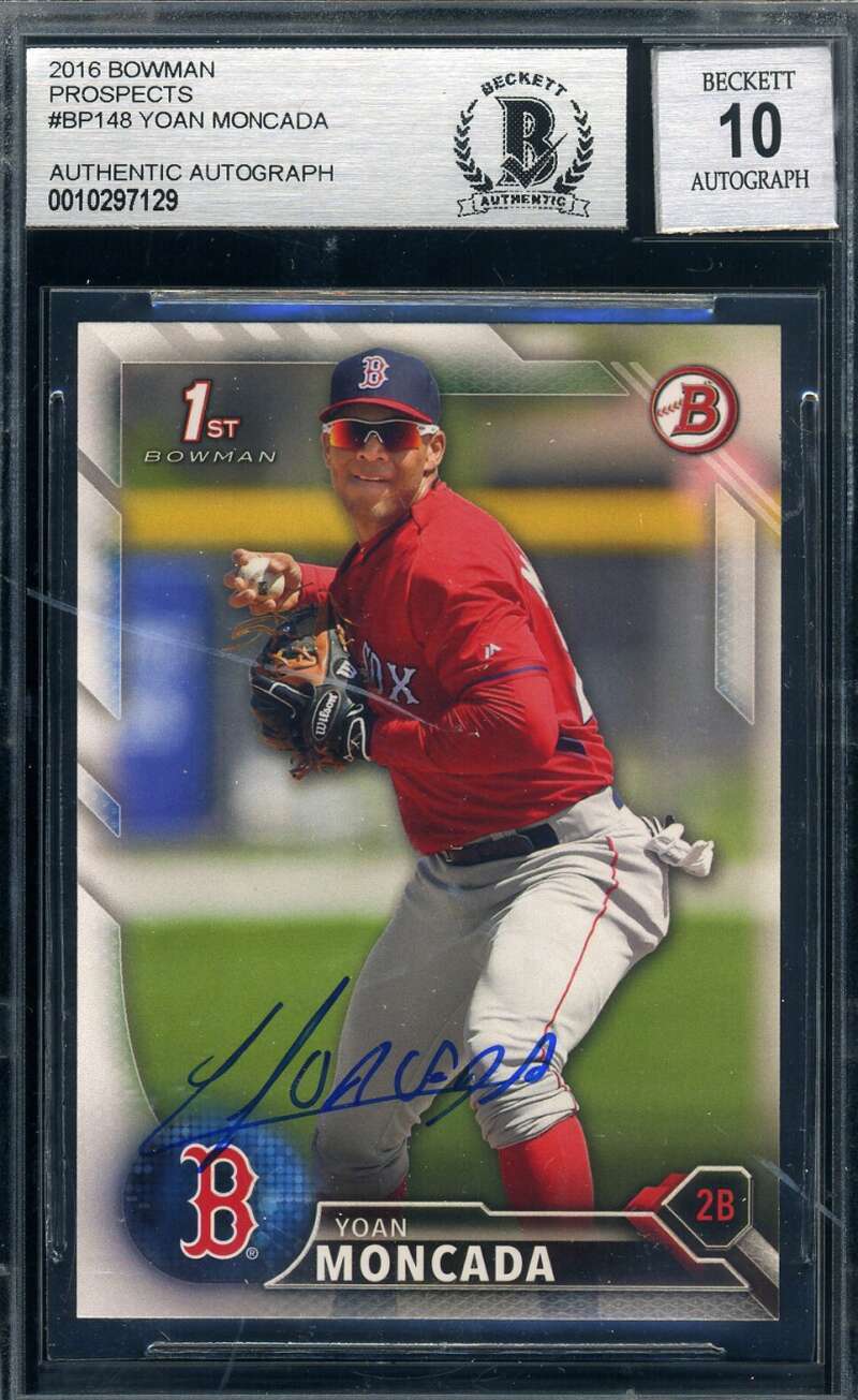 Yoan Moncada BAS Beckett Gem Mint 10 Signed 2016 Bowman Draft Rookie Autograph
