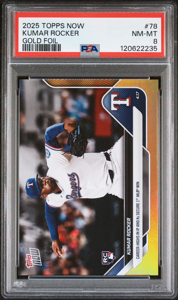 Graded 2025 Topps Now Kumar Rocker #78 Gold Foil /50 Rookie Baseball Card PSA 8