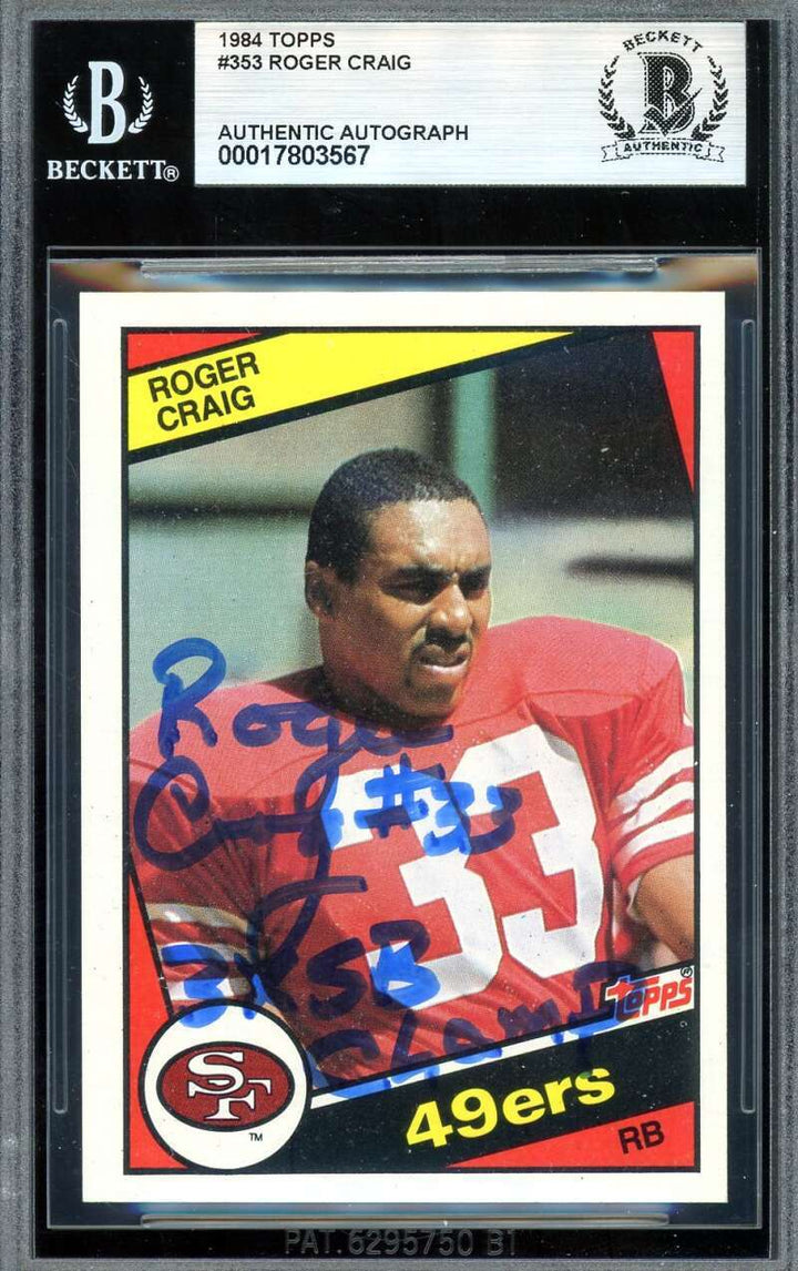Roger Craig Beckett BAS Signed 1984 Topps Rookie Autograph