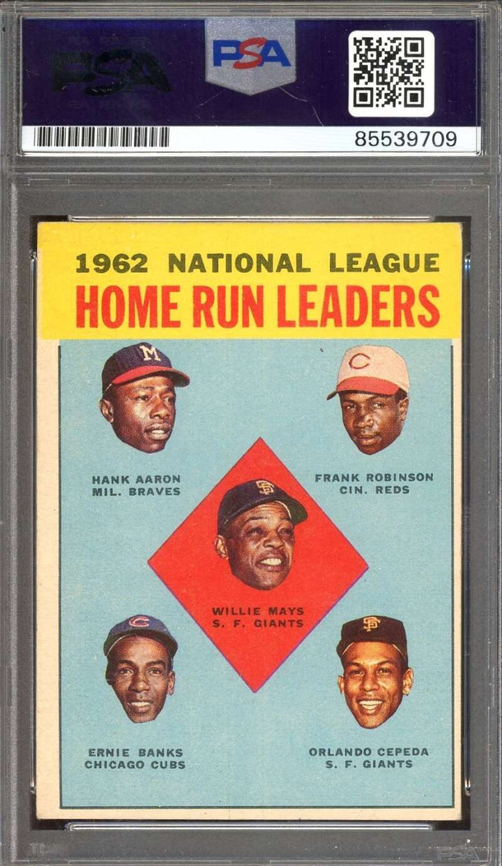Ernie Banks PSA DNA Signed 1963 Topps 1962 Leaders Autograph