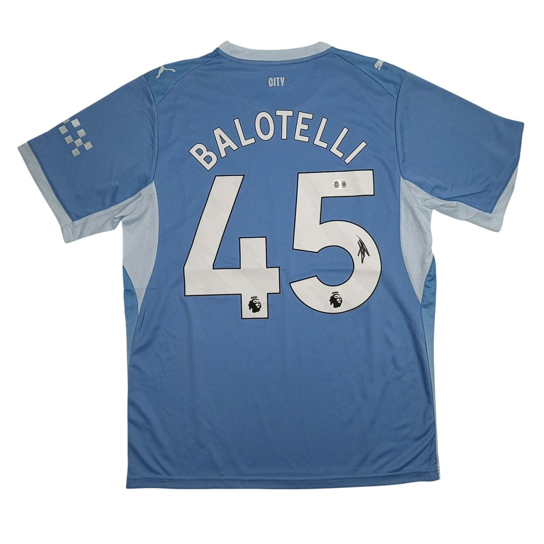 Autographed/Signed Mario Balotelli Manchester City Blue Jersey Beckett COA