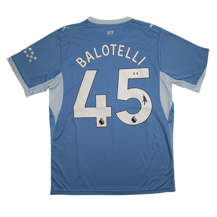 Autographed/Signed Mario Balotelli Manchester City Blue Jersey Beckett COA