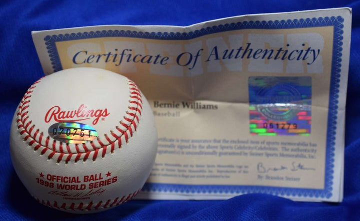 Bernie Williams Steiner Coa Autograph Official 1988 World Series Signed Baseball