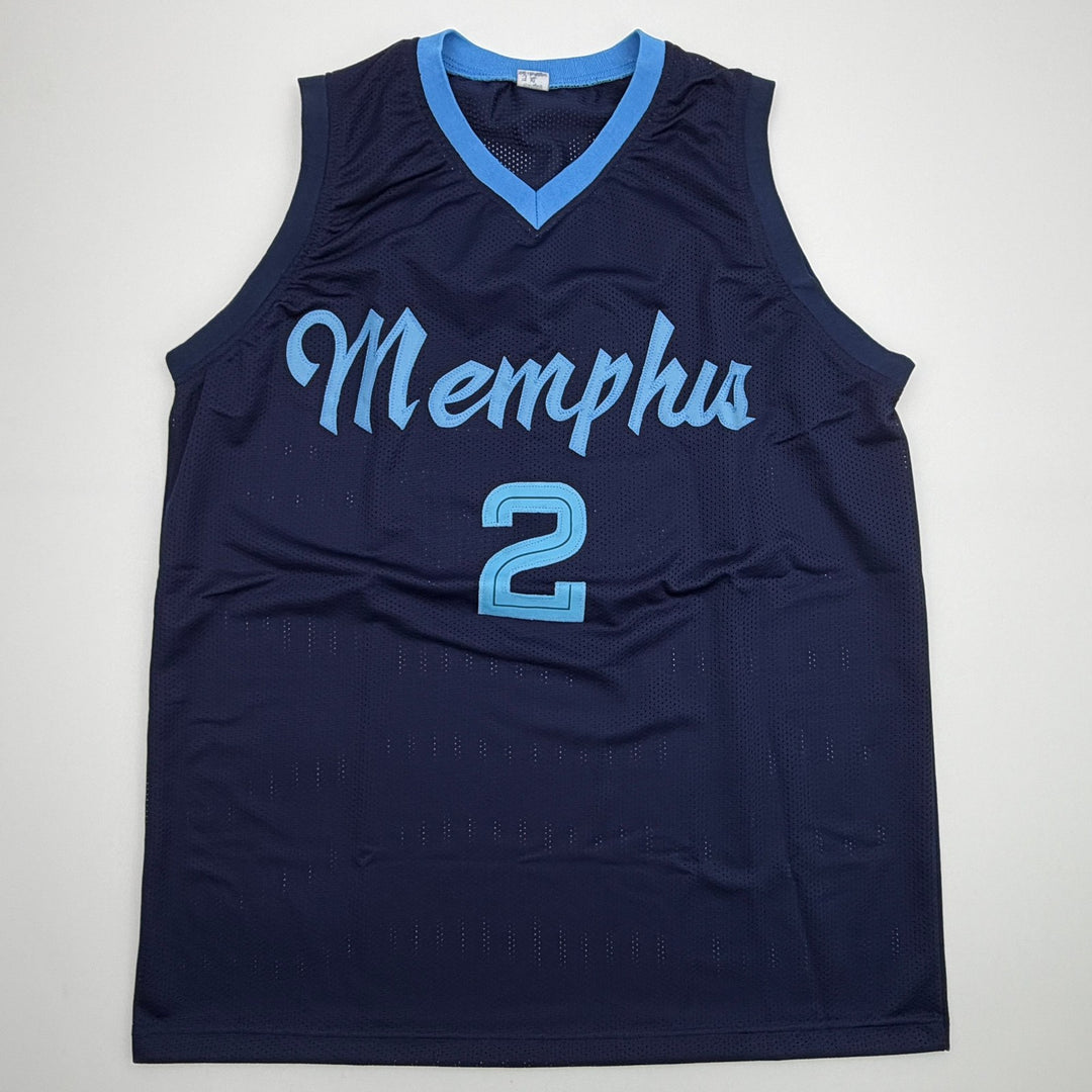 Autographed/Signed Ty Jerome Memphis Navy Blue Basketball Jersey Beckett BAS COA