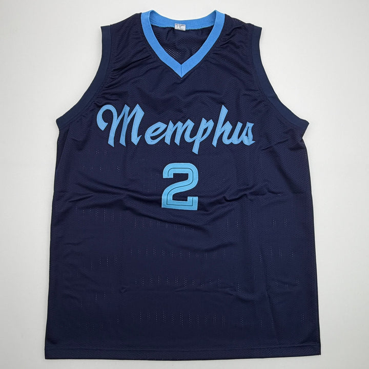 Autographed/Signed Ty Jerome Memphis Navy Blue Basketball Jersey Beckett BAS COA