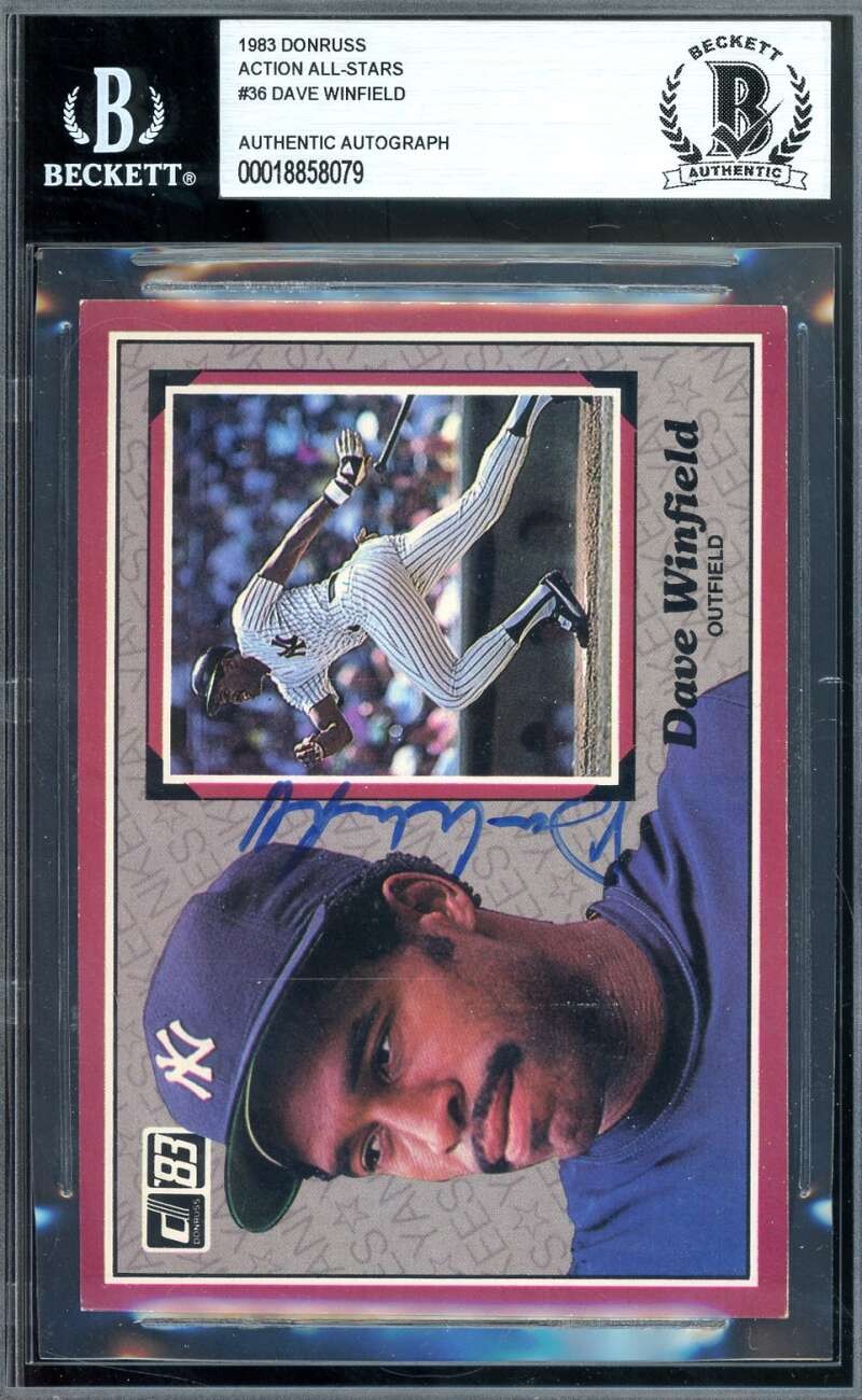 Dave Winfield Beckett BAS Signed 1983 Donruss Action All Stars Autograph