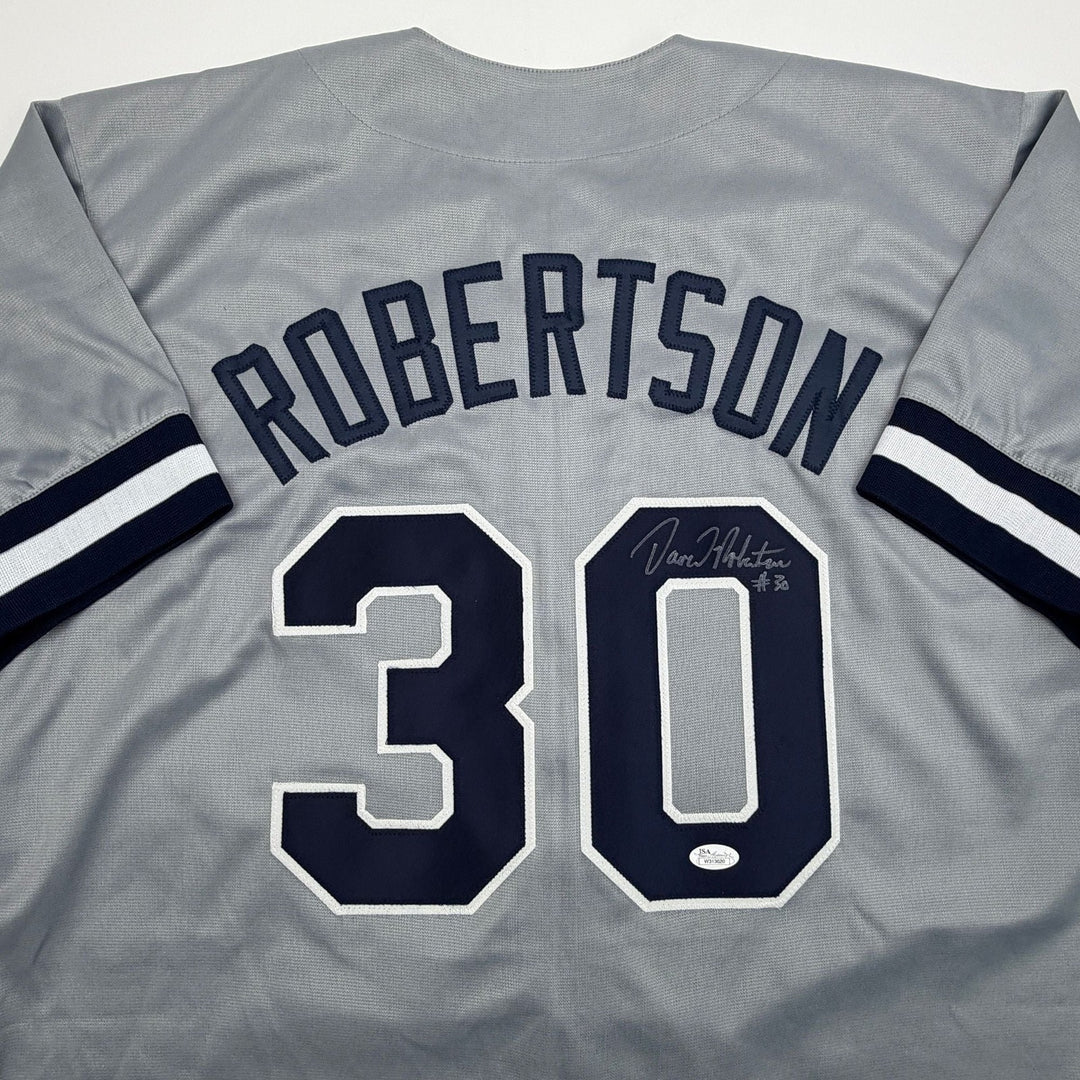 Autographed/Signed David Robertson New York Grey Baseball Jersey JSA COA