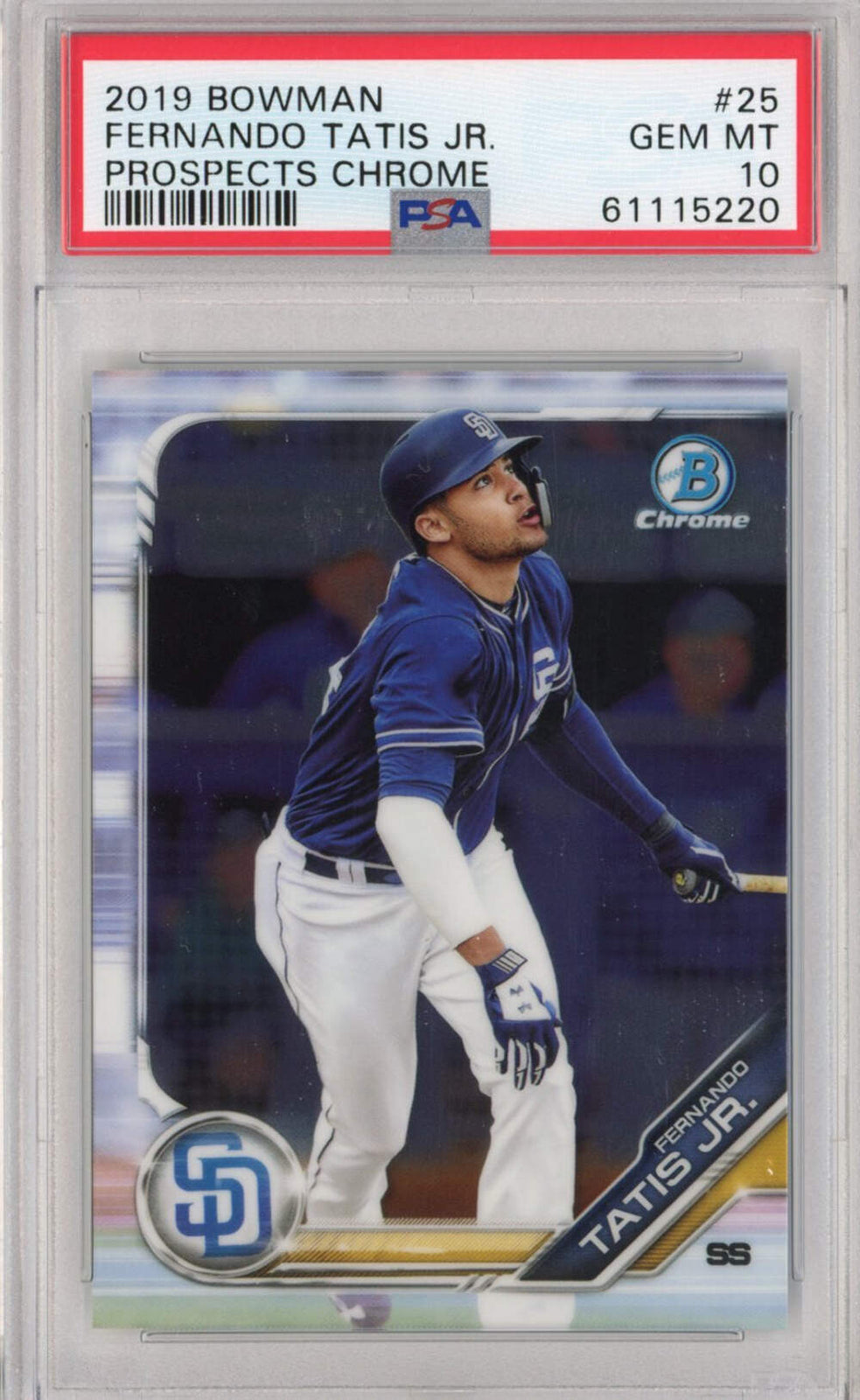 Graded 2019 Bowman Prospects Chrome Fernando Tatis Jr. #BCP25 Rookie Card PSA 10