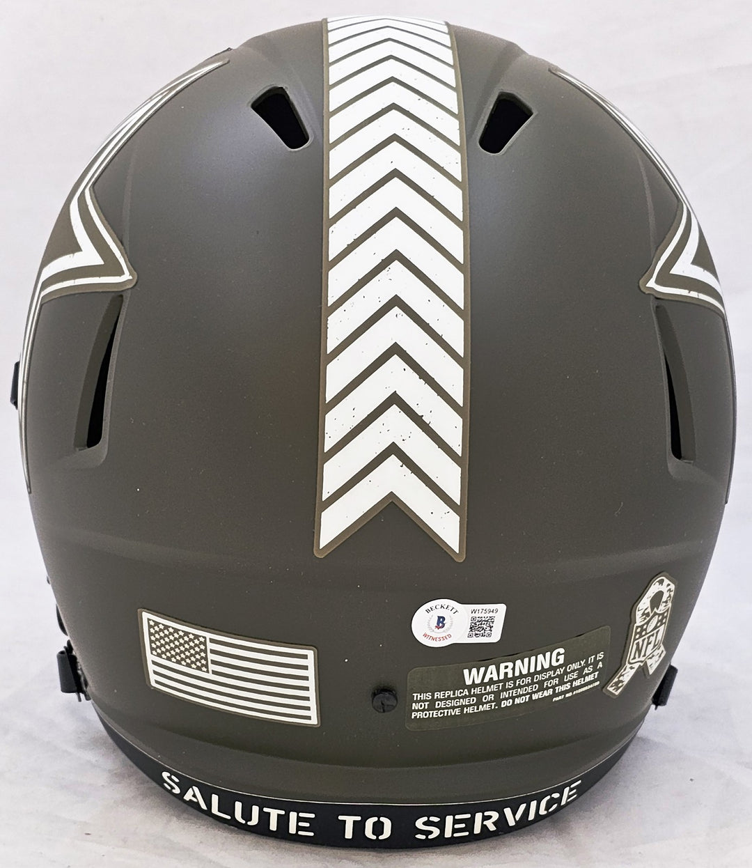 Roger Staubach Auto Cowboys Salute To Service Camo Full Size Rep Helmet Beckett
