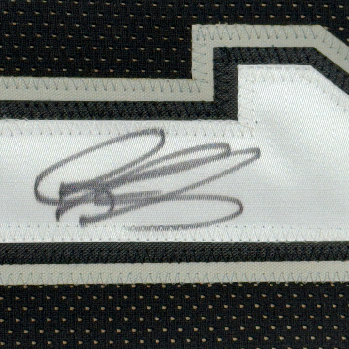 FRAMED Autographed/Signed DENNIS RODMAN 33x42 San Antonio Black Jersey PSA COA