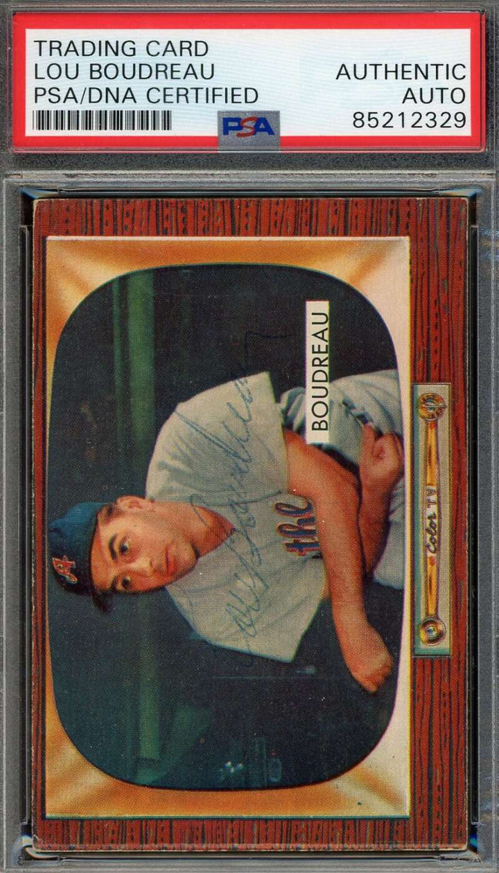 Lou Boudreau PSA DNA Vintage Signed 1955 Bowman Autograph