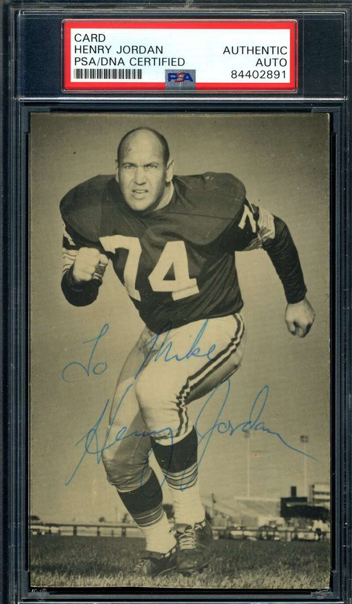 Henry Jordan PSA DNA Coa Signed Rare Packers Photo Autograph