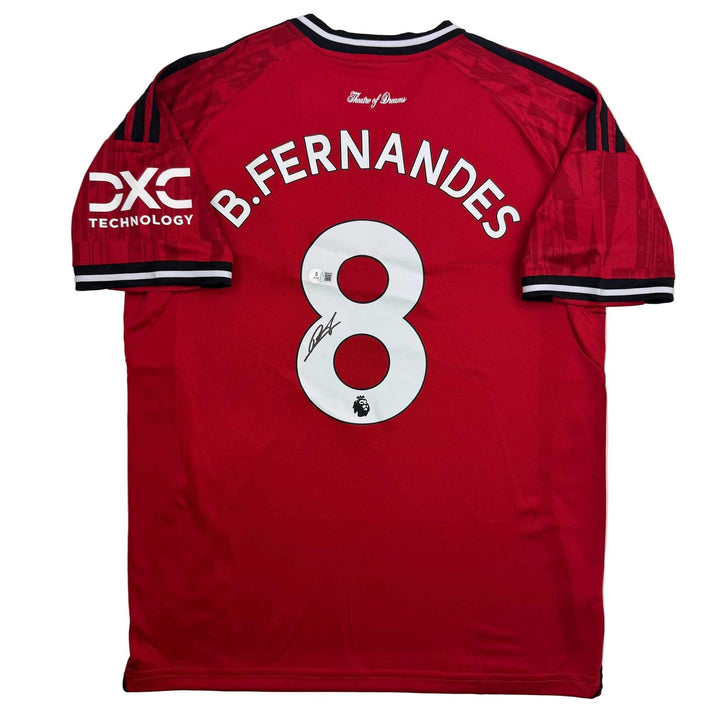 Autographed/Signed Bruno Fernandes Manchester United Red Jersey Beckett BAS COA