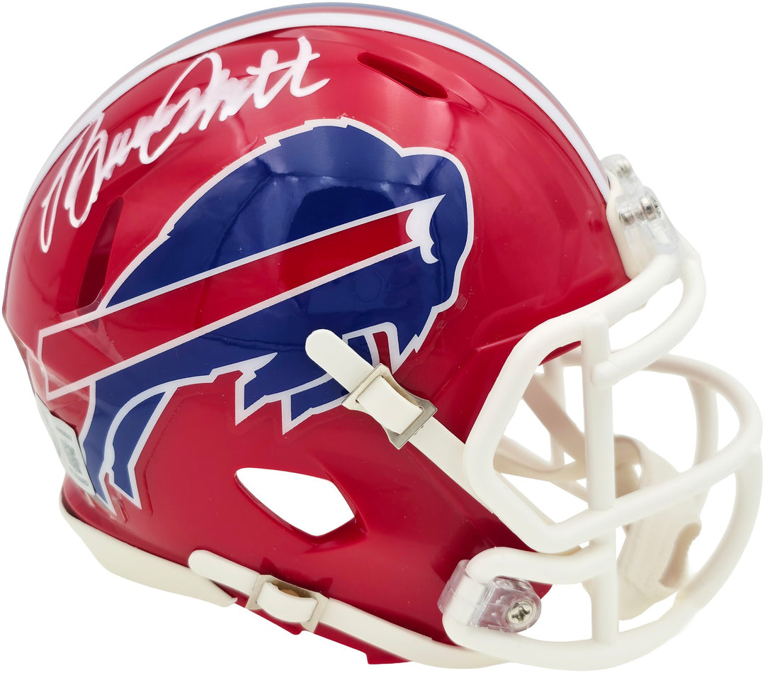 Bruce Smith Signed Buffalo Bills Red 1987-2001 Throwback Speed Mini Helmet